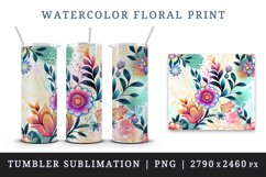 Watercolor floral print with flowers design wrap sublimation for customize your tumbler