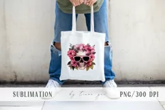 Cute Halloween floral skull with sun glasses clipart- 1 png Product Image 4