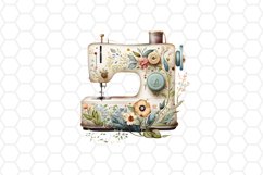 Watercolor Floral Sewing Machine Clipart