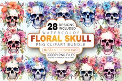 Watercolor Floral Skull Clipart Bundle Product Image 1