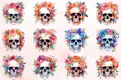 Watercolor Floral Skull Clipart Bundle Product Image 2