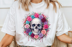 Watercolor Floral Skull PNG Product Image 2