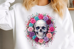 Watercolor Floral Skull PNG Product Image 3