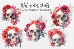 Watercolor floral skulls clipart for sublimation PNG Product Image 1