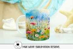 watercolor flower png design shown on a mug