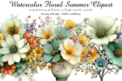 Watercolor Floral Summer Clipart Product Image 1