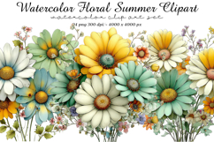 Watercolor Floral Summer Clipart Product Image 1