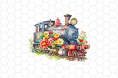 Watercolor Floral Train Clipart