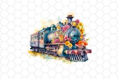 Watercolor Floral Train Clipart