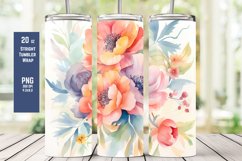 Watercolor Floral Tumbler Wrap for Sublimation Product Image 1