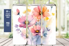 Watercolor Floral Tumbler Wrap for Sublimation T4 Product Image 1