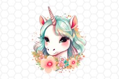 Watercolor Floral Unicorn Cliparts
