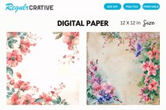 Watercolor Floral Wedding Digital Paper, Floral Wedding PNG Product Image 1
