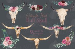 Vivid berry colors floral bull skull with flower bouquets Product Image 2