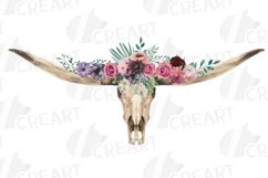 Vivid berry colors floral bull skull with flower bouquets Product Image 14