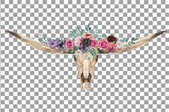 Vivid berry colors floral bull skull with flower bouquets Product Image 15