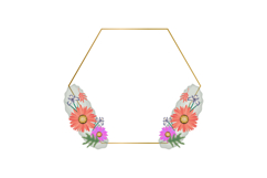 Watercolor floral with golden frame design Product Image 1
