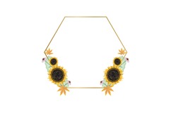 Watercolor floral with golden frame graphic Product Image 1