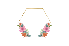 Watercolor floral with golden frame isolated Product Image 1