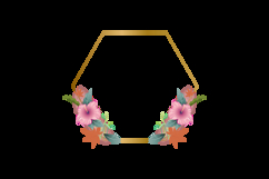 Watercolor floral with golden frame isolated Product Image 2