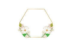 Watercolor floral with golden frame vector Product Image 1