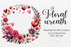 Watercolor floral wreath clipart PNG | Spring sublimation Product Image 1