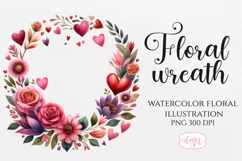 Watercolor floral wreath clipart PNG | Spring sublimation Product Image 1