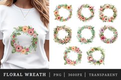 Watercolor floral wreath clipart, t-shirt sublimation print designs bundle