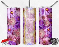 Watercolor Purple | Floral Tumbler | Bridal Gift Wrap Png Product Image 2