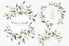 Watercolor Frames and Wreath Floral Clipart PNG Product Image 1