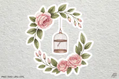 Vintage Floral Birdcage Clipart SVG PNG Product Image 1