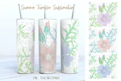 watercolor  flower 20 oz skinny tumbler sublimation
