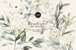 Watercolor White Flowers &amp; Greenery Large Collection Product Image 4