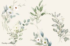 Watercolor White Flowers &amp; Greenery Large Collection Product Image 7