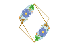 Watercolor flower and floral frame border element clipart Product Image 1