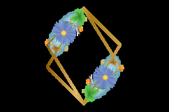 Watercolor flower and floral frame border element clipart Product Image 2