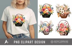 Watercolor Flower Basket Clipart Product Image 1