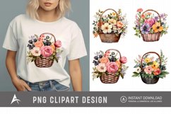 Watercolor Flower Basket Clipart Product Image 1