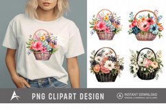 Watercolor Flower Basket Clipart Product Image 1