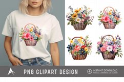 Watercolor Flower Basket Clipart Product Image 1