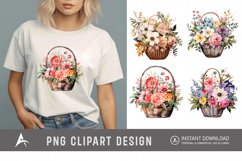 Watercolor Flower Basket Clipart Product Image 1
