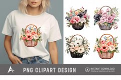 Watercolor Flower Basket Clipart Product Image 1