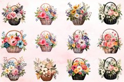 Watercolor Flower Basket Clipart Bundle Product Image 2