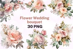 30 png Watercolor Flower blush Pink Wedding bouquet Product Image 1