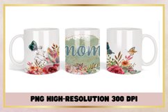 Watercolor flowers butterfly mom coffee mug wrap Product Image 1