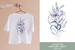 Watercolor white lily flower bouquet sublimation / clipart Product Image 1