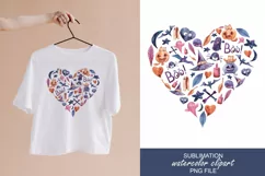 Watercolor Halloween cute heart sublimation / clipart Product Image 1