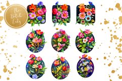 Botanical Flower Sticker Clipart Set - 33 .PNG Files Product Image 4