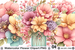Watercolor Flower Clipart PNG Product Image 1