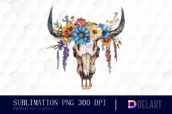 Flower Cow Skull Sublimation PNG Clipart Product Image 1